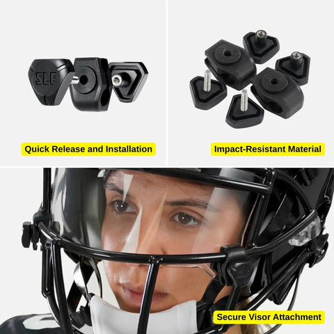 Ultimate Football Helmet Visor Clips Set With Quick Release Screws For Easy On No Tools Needed Universal Fit Black 1 Pair Clips