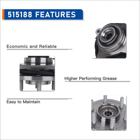 Front Wheel Hub Bearing Assembly 515188 For Ford F 150 2017 2018 2019 2020 Front Passenger And Drive Side With ABS 6 Lug