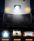 LED headlights and turn signals on White 2-Passenger Electric Golf Cart Cruiser with powerful 800W motor.