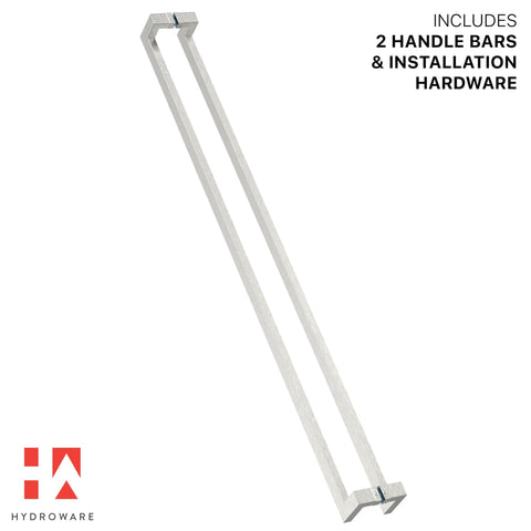 Push Pull Door Handle Set For 60 Inch Doors, Dual Sided Stainless Steel Hardware In Brushed Satin Nickel, Perfect For Home Office Glass Wood Barn And Storefront Doors, Sleek Modern Entry Solution, two handle bars