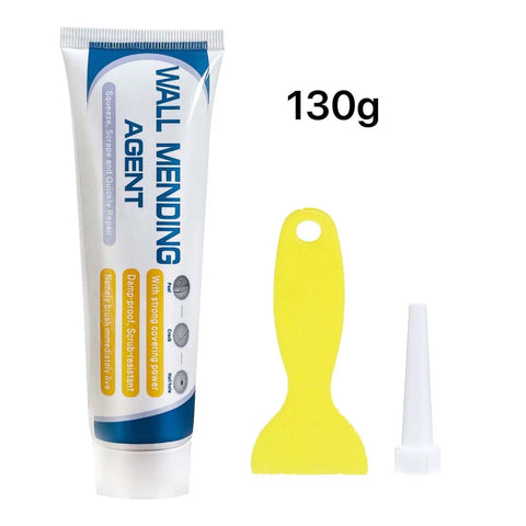 Drywall Repair Kit With 130G Universal Paste Cream For DIY Home Fixes Easy Wall Mending And Quick Patch Spackle And Wall Patch Kit In White Plastic Ideal For Home Improvement Projects showing paste tube, scraper, and nozzle