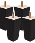 4 Pcs Wood Furniture Legs Replacement For Sofa, Coffee Table, Dresser And Cabinet Bed Feet Black Minimalist Style