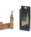 Big Ben 3D Puzzle Kit With 63 Pieces 7.12 Inch Brown Wooden Model Of Parliament Clock Tower DIY Wood Craft, boxed set