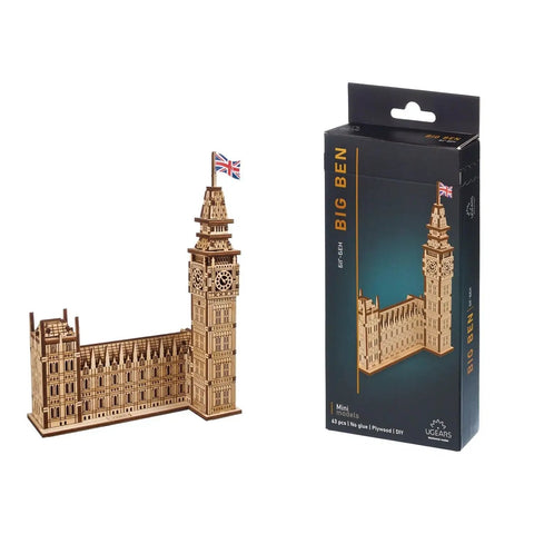 Big Ben 3D Puzzle Kit With 63 Pieces 7.12 Inch Brown Wooden Model Of Parliament Clock Tower DIY Wood Craft, boxed set
