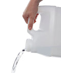 Hand pouring liquid from Two Pack Two And A Half Gallon Hedpak Liquid Storage Containers With Cap Food Grade HDPE Plastic Natural Color Heavy Duty Cap With Foam Liner Tight Seal For Shipping And Storing Liquids