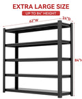 84 Inch Heavy Duty Metal Storage Shelving Unit With 5000 Lb Capacity 5 Tier Adjustable Freestanding Garage Shelves 84H 62W 24D Black
