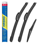 Top Tier Triple Set Front Windshield Wiper Blades For Your Toyota Rav4 And Hyundai Kona Whip Featuring Slick J Hook Mount, 3 pack.