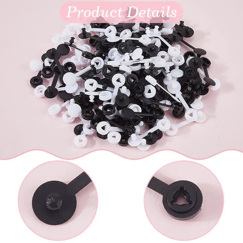 Secure Your Gear Hella Smooth With 300 Black White Tag Fasteners Plastic Flat Round Security Ties Anti Theft Snap Locks ideal for price labels.