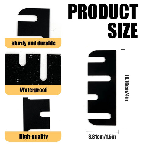 30 Pack 4 Inch Door Hinge Shims Kit showing PVC shim dimensions and features like sturdy, durable, and waterproof.