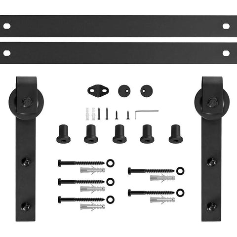 Top Tier Carbon Steel Barn Door Hardware Kit Heavy Duty Sliding Track System Rock Solid Matte Black Rail components and accessories