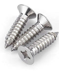 Heavy Duty Fifty Pack 12 X Half Inch Flat Head Phillips Self Tapping Screws Stainless Steel 304 close-up view of screws