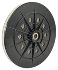 9 Inch 10 Hole Drywall Sanding Pad Quick Swap Hook And Loop Backing Plate, black ABS material, designed for dustless orbital sanders.