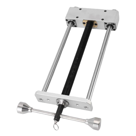 Heavy Duty CNC Machined Woodworking Vise Clamp Fixture For Workbench With Non Slip Grip Design showing precision machining and double linkage.