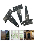 Six Pack Galvanized T Hinges Slotted Triangular Door Hinges 7.9 Inch Heavy Duty Rustproof Iron Construction Replacement Cabinet Hardware