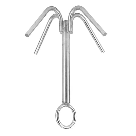 Front view of Four Claw 316 Stainless Steel Anchor Grappling Hook For Marine Boats And Yachts, showcasing durable construction and strong grip design.