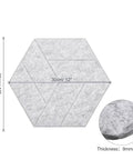 12 Pack Hexagonal Acoustic Wall Panels Sound Absorbing Polyester Foam Tiles For Home Studio Bedroom Decor Soundproofing Flame Retardant showing size and thickness.