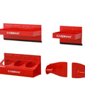 Red Magnetic Toolbox Shelf Set For Any Metal Surface, 4 Piece Organizer With 6 Inch By 12 Inch Trays, Paper Towel Holder, 3 Spray Can Holders, 7 Screwdriver Holes, Heavy Gauge Steel With Cushioned Magnets For A Slick Durable Garage Upgrade