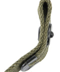Close-up of M1 Carbine Web Sling OD Green One Inch Canvas Reproduction With Lift-The-Dot Closure WWII Style Steel Fixtures