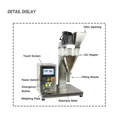 High Precision Electric Auger Filler Machine For Spices And Toner Powders 0.5 To 300 Grams with touch screen and stainless steel