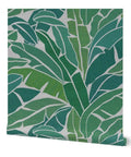 Heavy Duty Tropical Leaf Exotic Textured Vinyl Wallpaper, Slick Leather Finish Wall Covering For Walls, close-up of green leaf design.