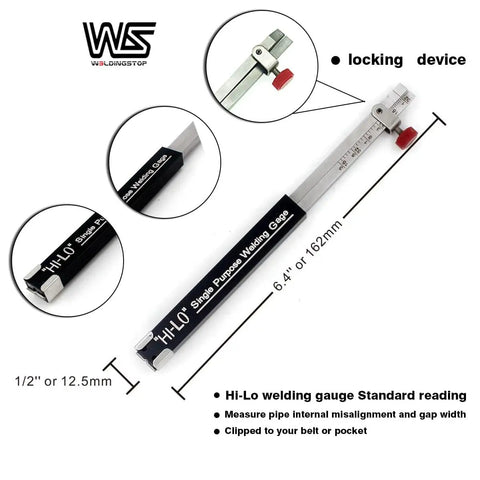 Hi Lo Internal Welding Gage For Measuring Internal Misalignment And Fit Up Shop Grade Stainless Steel Inch Gage Ranges 0 To 0.15625 Inch Misalignment And 0 To 0.1875 Inch Gap Single Purpose Welding Tool, stainless steel, 6.4 in