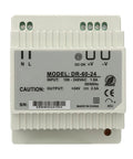60W 24V DIN Rail Power Supply, Single Output AC DC Switching PSU DR-60-24, rail-mounted aluminum case