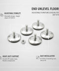 Set of 8 Adjustable Furniture Leveling Feet With Mounting Nuts For Sofas And Cabinets On Uneven Floors 0.4 To 1.2 Inch Range Durable PP Plastic