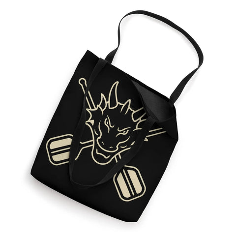 Black Boat Paddler Tote Bag for Dragon Boat Racing with dragon and paddles design, durable and water-ready, 16x16in