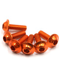 Close-up of Orange M6 20mm Hex Bolts For Motorcycle Fairings And License Plate Mounts 6 Pack Metal Screws shown from top angle