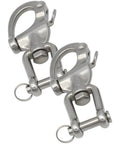 Heavy Duty 316 Stainless Steel Snap Shackles Quick Release Marine Swivel Hooks showing polished silver finish and secure locking.