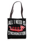 Paddler Tote Bag For Dragon Boat Racing And Dragonboating Crew Dope Gear with synchronization text and red dragon graphic.