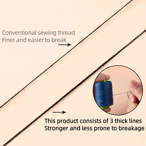 Comparison of conventional sewing thread and Ten Color Sewing Thread Kit With Heavy Duty Denim Grade Polyester Spools 20s/3 Thick Thread
