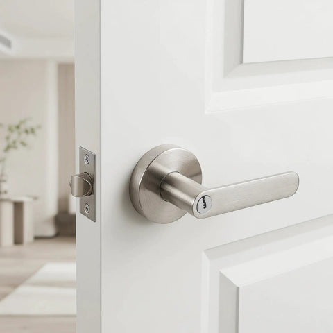 Aluminum Entry Door Lever Lock With Lowkey Quiet Operation And Enhanced Security Keyed Interior And Exterior Door Hardware
