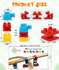 Wooden Train Track Connectors Set 40 Pieces Compatible With All Major Train Brands Duplo 0.35 Inch Holes Risers shown with dimensions