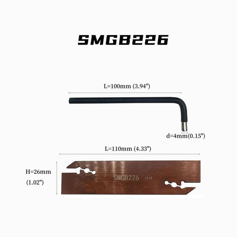 Dimensions of SMGB226 blade plate from Grooving And Slotting Tool Kit For Lathe Turning With Cut Off Tool Holder.