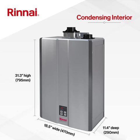 Slick Smart Circ Tech Delivers Zero Fuss Hot Water On Demand With Rock Solid Efficiency Rated At One Hundred Sixty Thousand Btu, Rinnai condensing water heater, compact design.