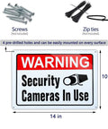 Dope Video Surveillance In Use Sign Pack Of Four, Large 10x14 Inch Aluminum UV Printed Security Warning Signs For Home And Biz