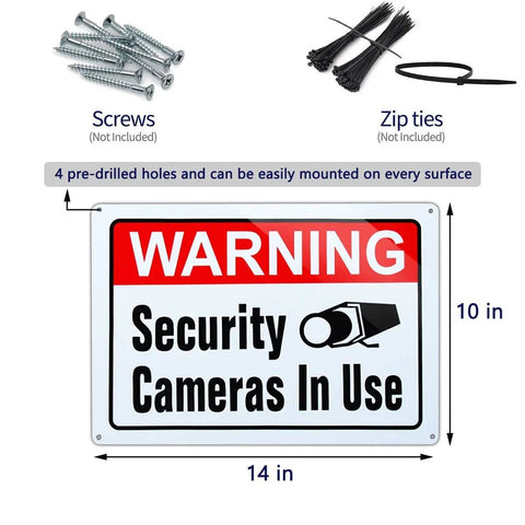 Dope Video Surveillance In Use Sign Pack Of Four, Large 10x14 Inch Aluminum UV Printed Security Warning Signs For Home And Biz