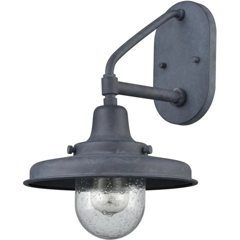 Classic Outdoor Wall Sconce With One Bulb, Aged Zinc Finish And Clear Seeded Glass, Wet Location Porch Light For Exterior Decor, Boosts Curb Appeal