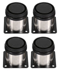 Set of 4 adjustable stainless steel cabinet legs with 15mm height adjustment, 60x60x50 mm round platform levelers with plastic sole.