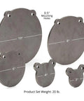 Five Pack AR500 Steel Gong Targets Set For Range Training, Laser Cut Raw Steel Swing Paddles in various diameters