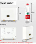 5500W Mini Electric Tankless Water Heater With Remote And Digital Display For On Demand Instant Hot Water At Home Kitchen Indoor 110V Endless Flow Control, size comparison with bottle