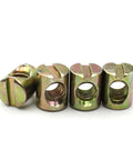 Zinc-plated Hammer Embedded Barrel Nut Set for fast heavy duty solid wood and metal joints, showing four slotted barrel bolts.