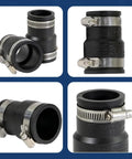 Flexible PVC Reducing Coupling With Stainless Steel Clamps One And A Half Inch By One And A Quarter Inch Black DWV Piping Fitting