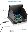 Underwater Fishing Camera With Infrared Night Vision, 220 Degree Wide Angle, Portable Fish Finder showing setup guide.