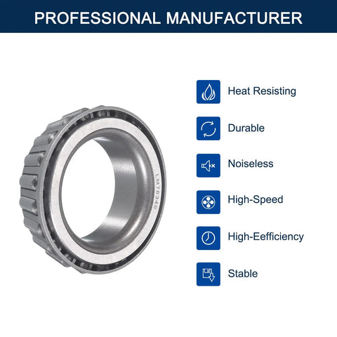 Pre Lubed Tapered Roller Bearing Cone And Cup Set For 1.378 In Bore And 2.4409 In OD Chrome Steel ABEC 3 for machines displayed with features.