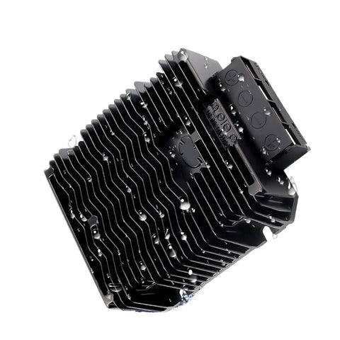 Rugged 60 Amp DC DC Buck Converter Regulator with cooling fins, size 140x120x42.5mm, ideal for golf carts and EV rides.