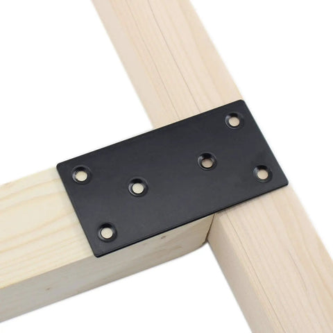 Heavy Duty Black Metal Flat Straight Brace Brackets Set for Furniture Shelves and Cabinets Mending Plates with Screws built to last.