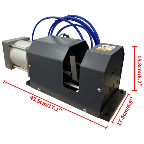 Techtongda Pneumatic Cable Cutter With Foot Pedal 110V Heavy Duty Hydraulic Wire Stripper for 100 Mm2 Hard and 240 Mm2 Soft Cables shown with dimensions.