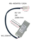 Refrigerator Evaporator Fan Motor Replacement for Omar and Magic Chef and Frigidaire FFET Series Models DC 12V 2W 2200 Rpm Easy Install Plug and Play High Performance Cooling Part with dimensions shown